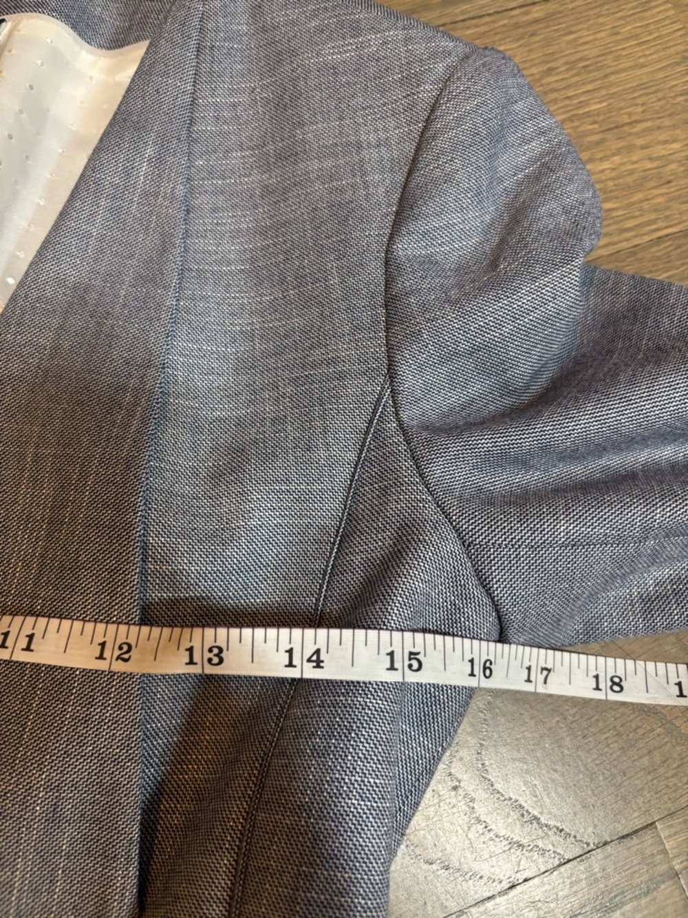 White House Black Market Blue Gray Draped Open-Front Blazer. Size 2 - Picture 6 of 8